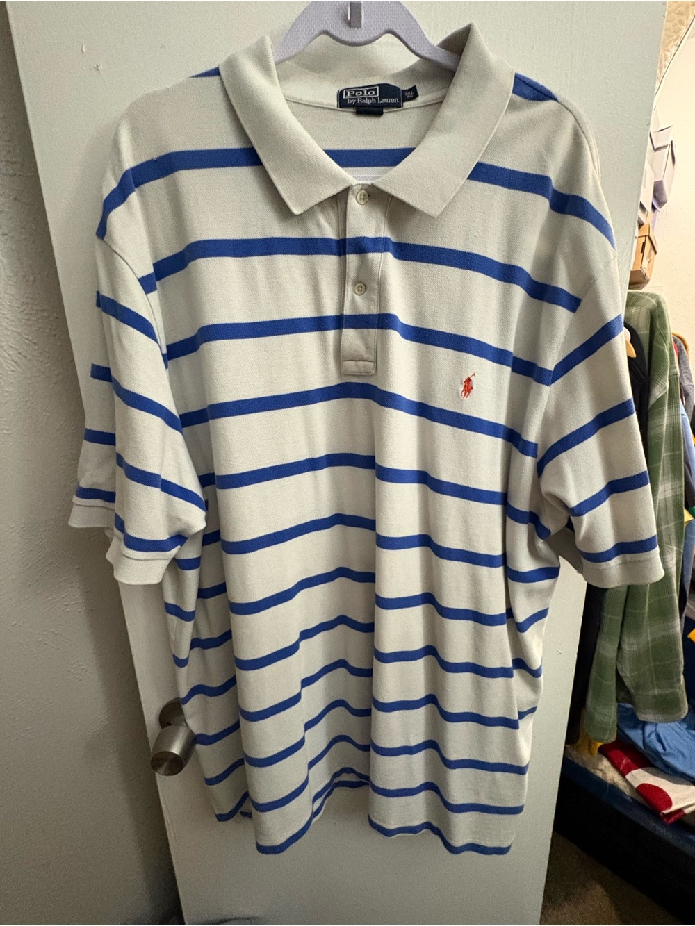 Polo by Ralph Lauren Cream Polo with Blue Stripes